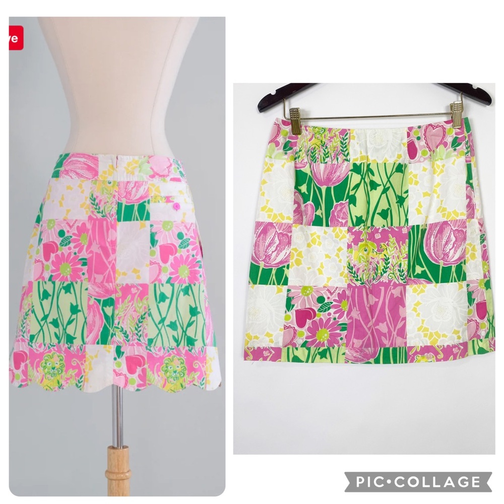 Lilly Pulitzer Pink Green A-line Mini Skirt Cute Stylish Chic Fashionable Sz4